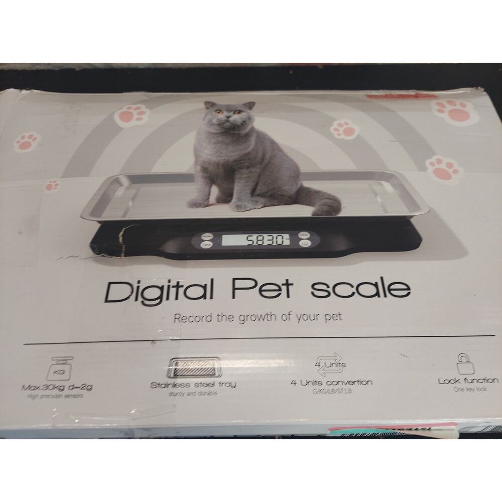 Digital Pet Scale Max 30kg 66lb High Precision Stainless Steel Tray Unit
